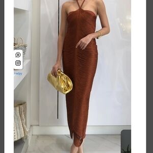 Elegant Rust Halter Dress